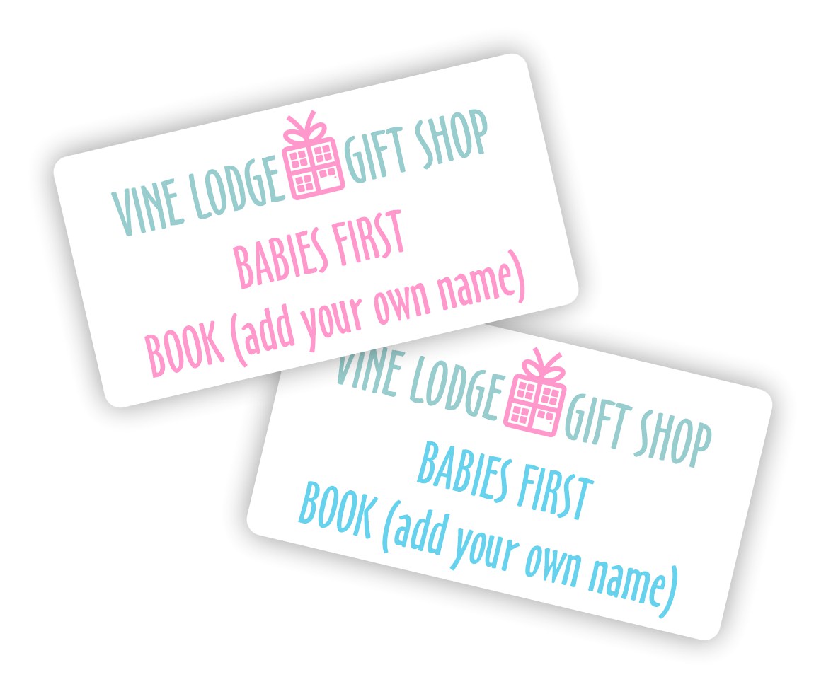 Printed white gift shop labels