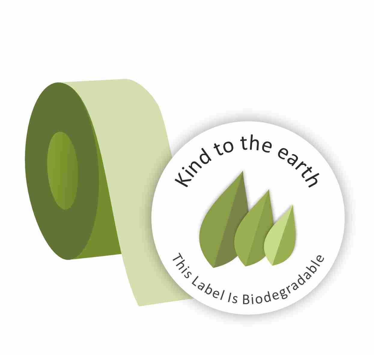 Biodegradable circular labels on a roll