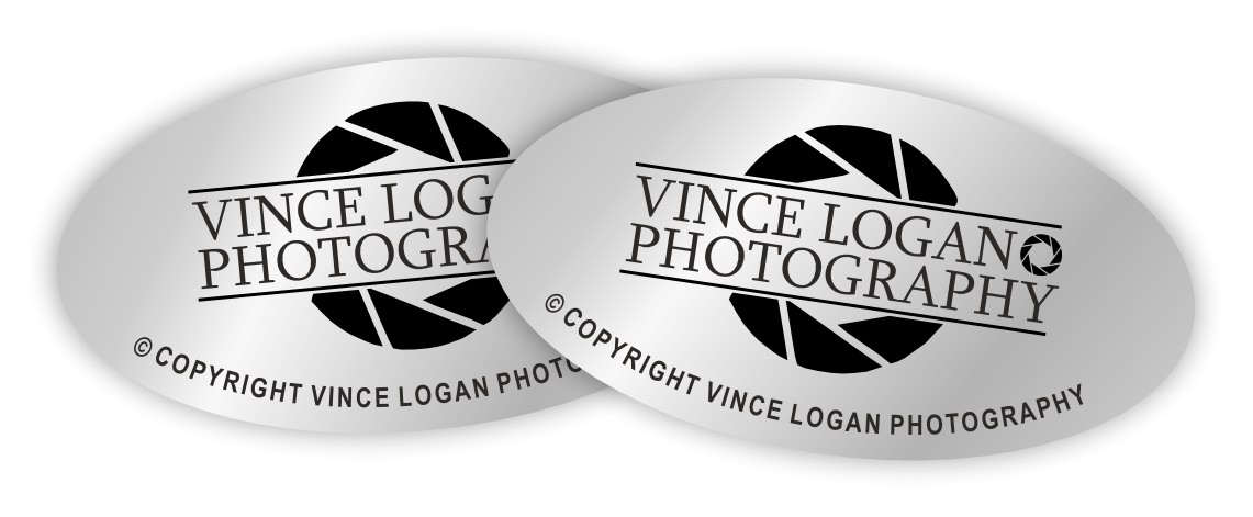 Silver oval labels printed black