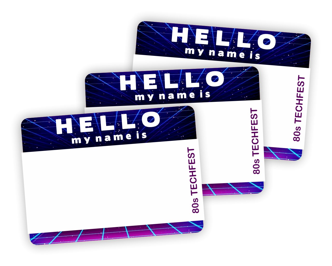 Alternative design of hello my name is labels