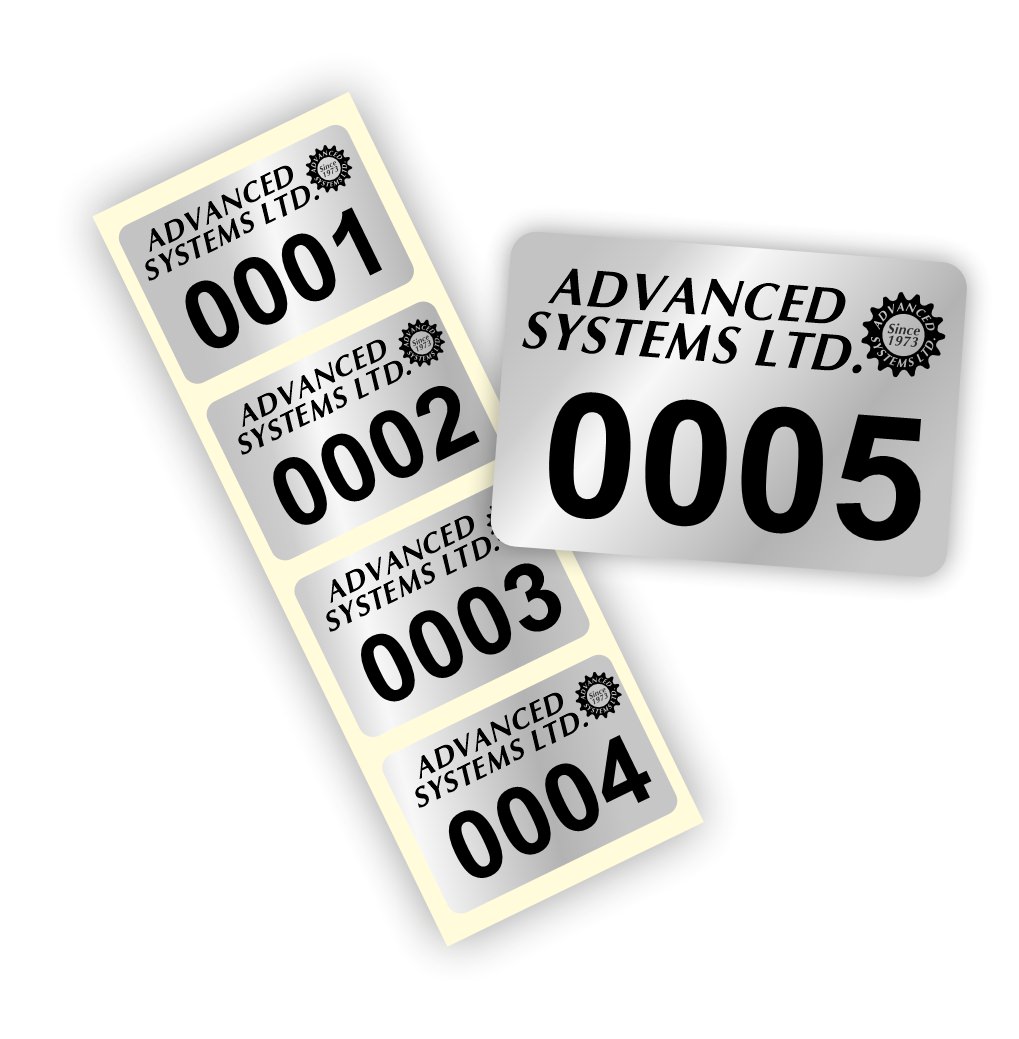 Numbered silver sticky labels