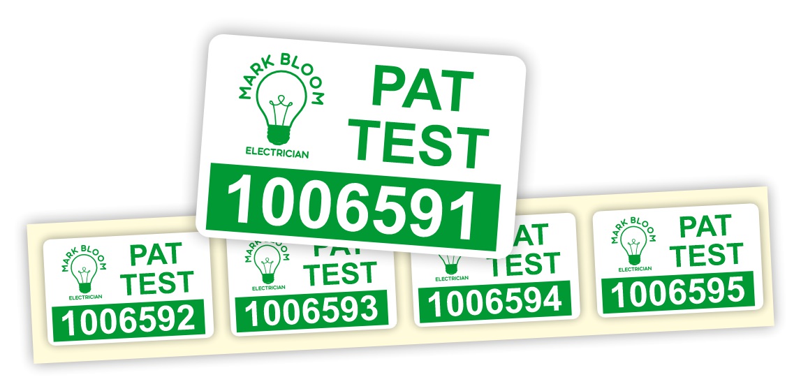 Numbered pat test labels on a roll