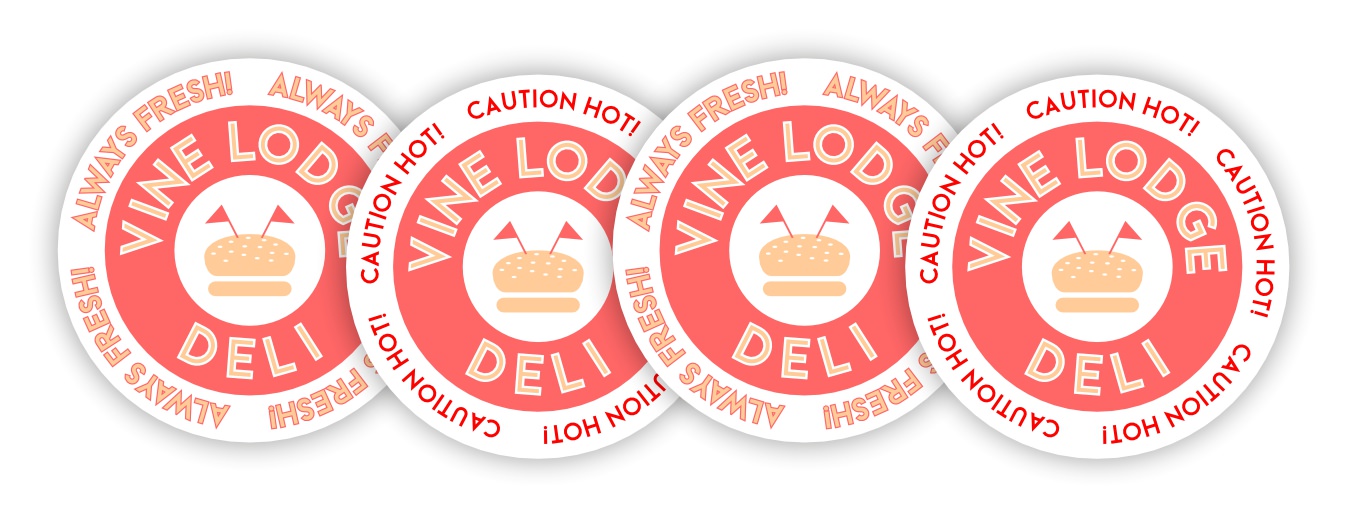 circular deli labels in various designs